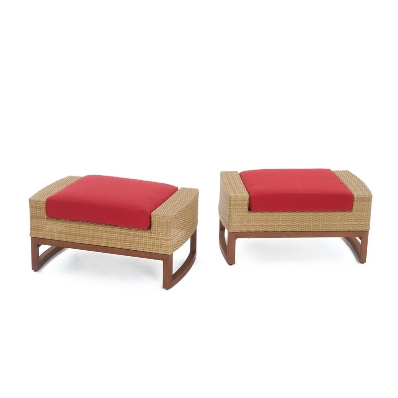 RST Brands Mili 5 PC Sunbrella Fabric Club Chair & Ottoman Set in Sunset Red