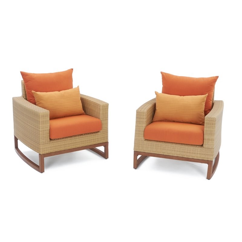 RST Brands Mili 5 PC Sunbrella Fabric Club Chair & Ottoman Set in Tikka Orange