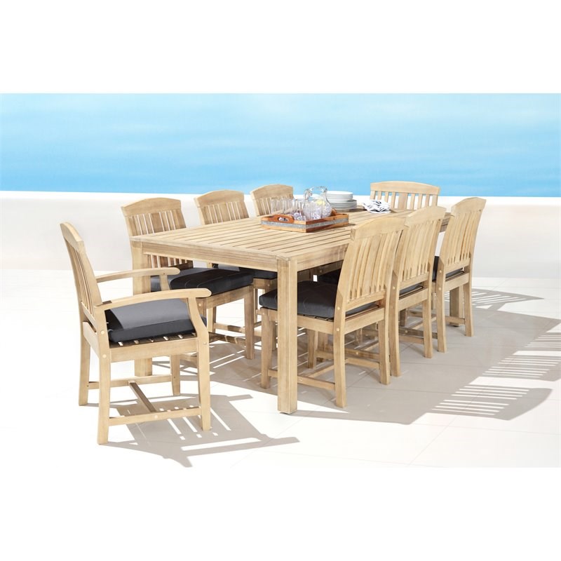 RST Brands Kooper 9 PC Sunbrella Fabric Outdoor Dining Set in Charcoal Gray