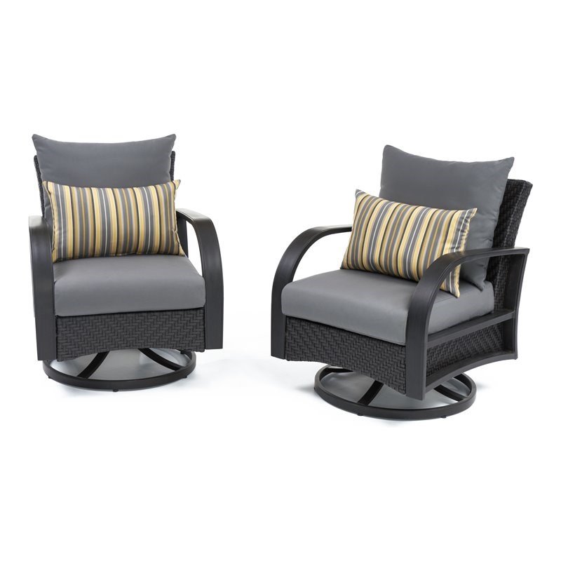 RST Brands Barcelo Sunbrella Fabric Motion Club Chair in Gray (Set of 2)