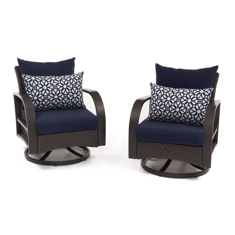 RST Brands Barcelo Sunbrella Fabric Motion Club Chair in Navy Blue (Set of 2)
