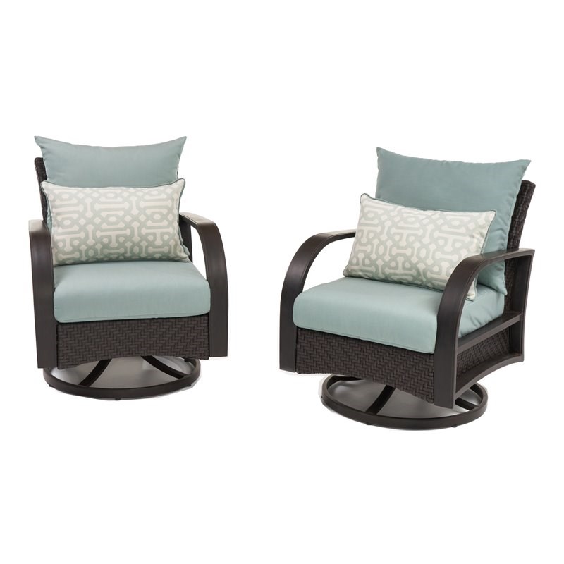 RST Brands Barcelo Sunbrella Fabric Motion Club Chair in Spa Blue (Set of 2)