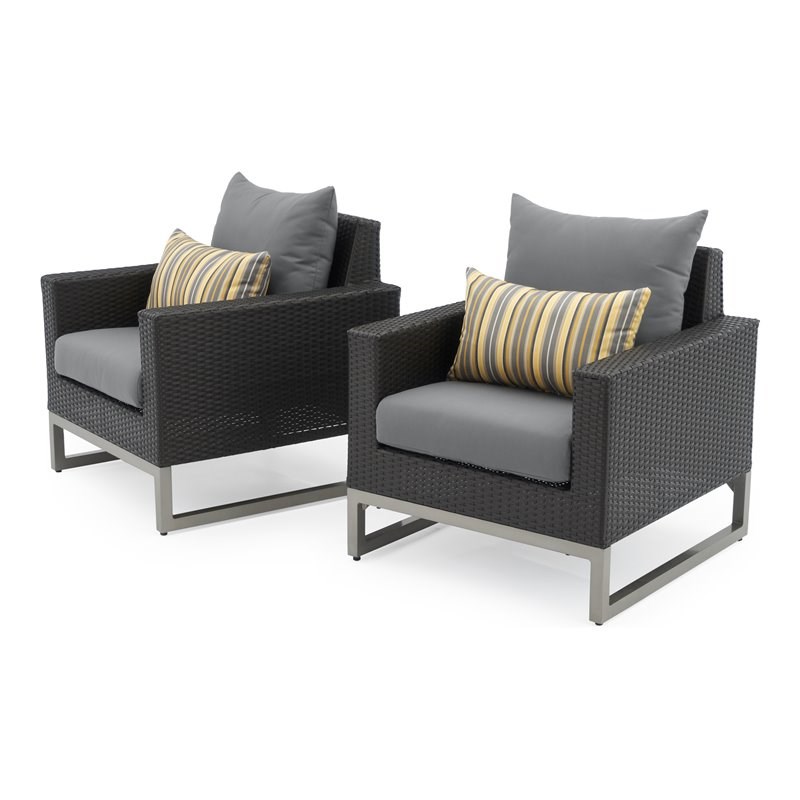 RST Brands Milo Sunbrella Fabric Outdoor Club Chairs in Charcoal Gray/Espresso
