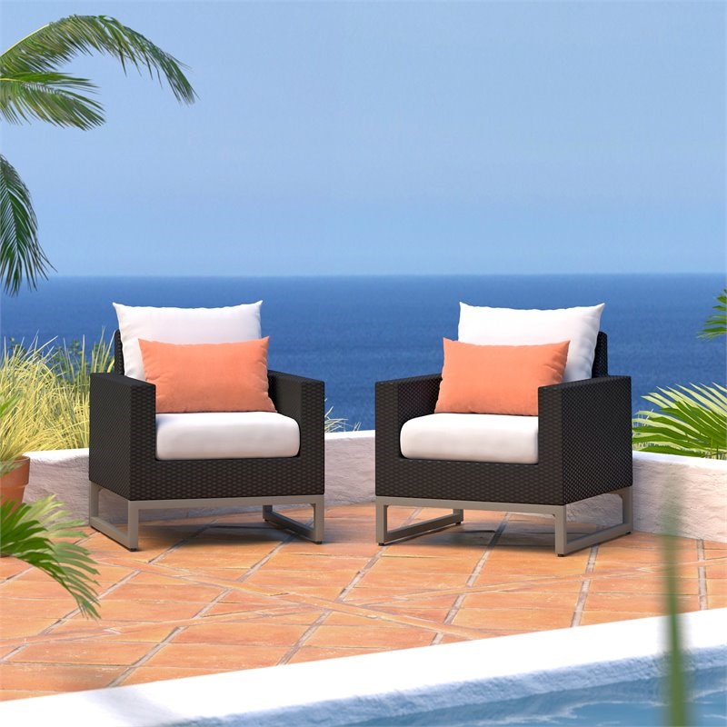 RST Brands Milo Sunbrella Fabric Outdoor Club Chairs in Cast Coral/Espresso