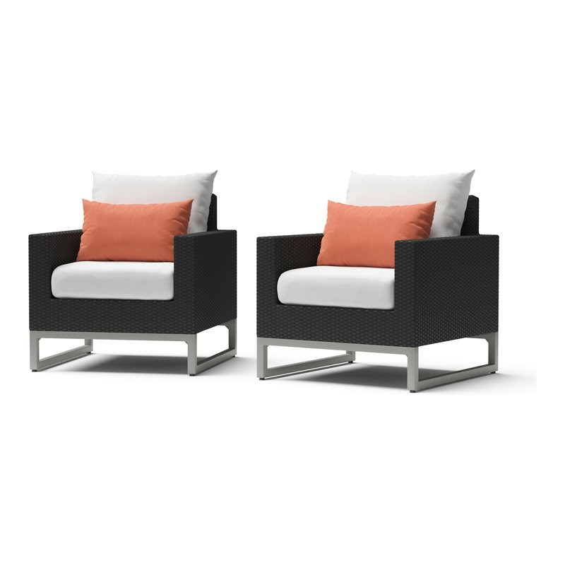 RST Brands Milo Sunbrella Fabric Outdoor Club Chairs in Cast Coral/Espresso