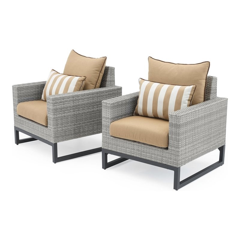 RST Brands Milo Sunbrella Fabric Outdoor Club Chairs in Maxim Beige/Gray