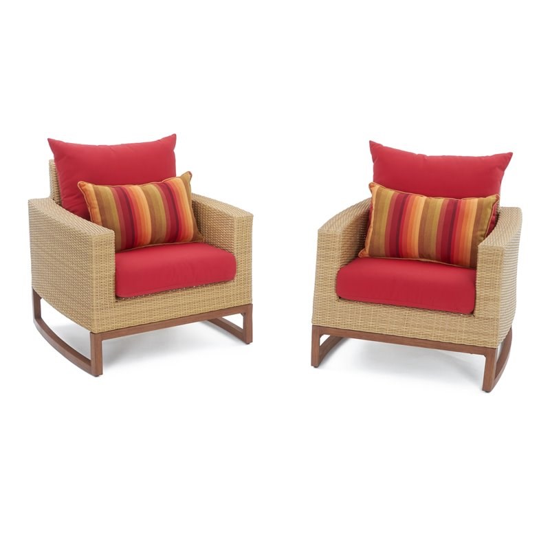 RST Brands Mili Sunbrella Fabric Outdoor Club Chairs in Sunset Red (Set of 2)