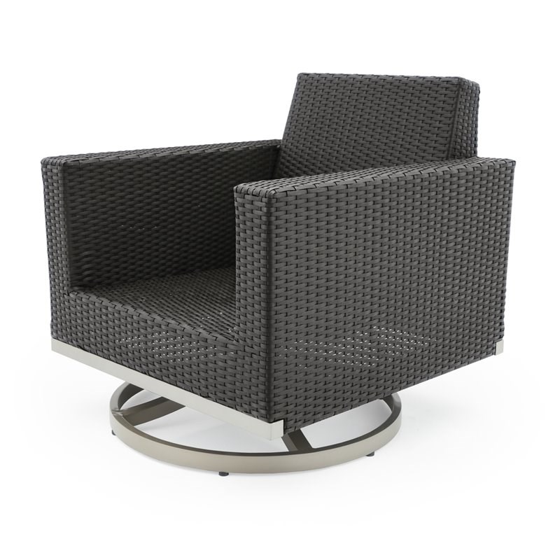 RST Brands Milo Sunbrella Fabric Outdoor Motion Club Chairs in Gray/Espresso