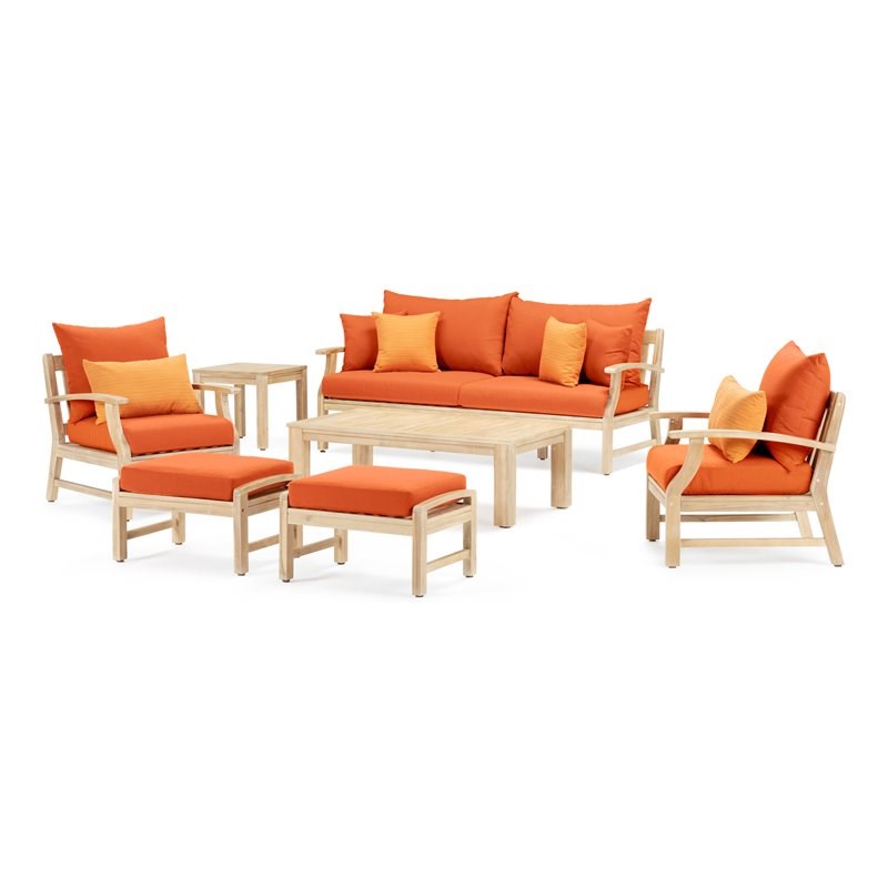 RST Brands Kooper 7 PC Sunbrella Fabric Sofa & Club Chair Set in Tikka Orange