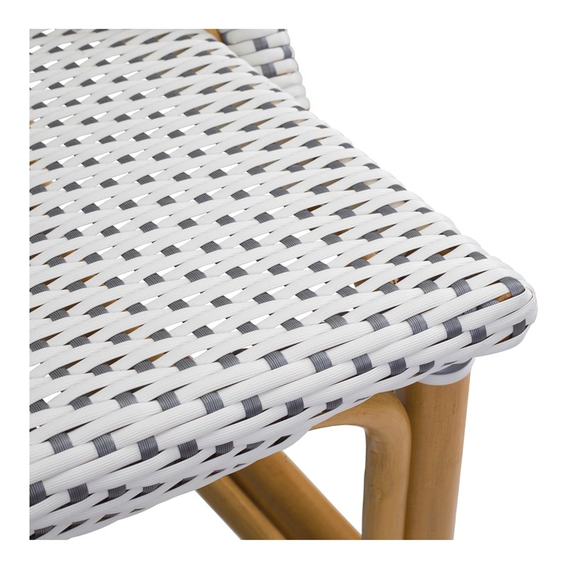 New Pacific Direct Avignon 25.5" Rattan Bistro Counter Stool in White