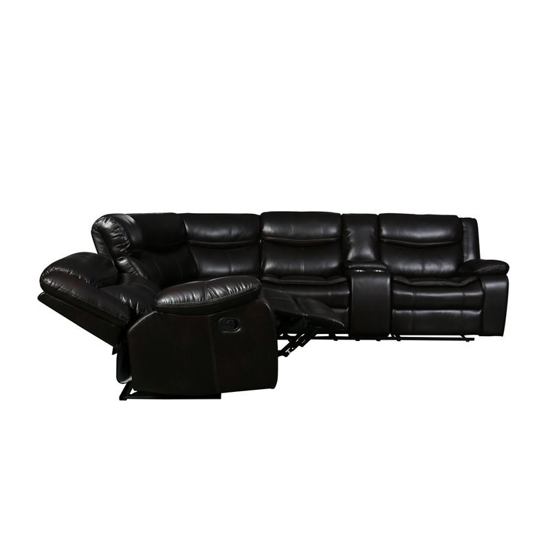 Titan Furnishings Modern Faux Leather Reclining Sectional in Brown
