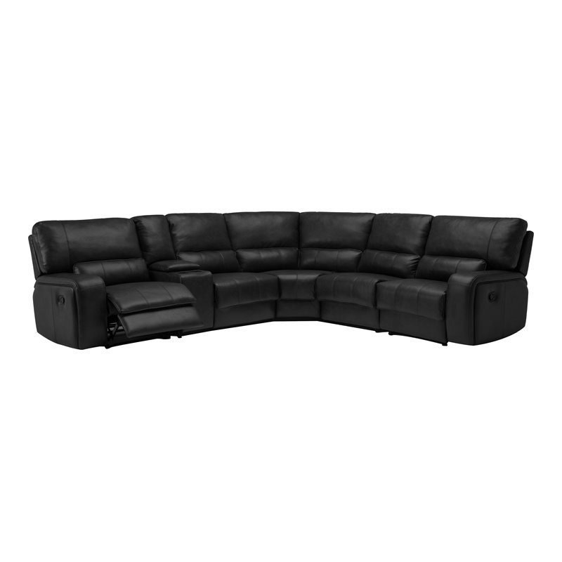 Titan Furnishings Modern Faux Leather Upholstered Sectional in Black