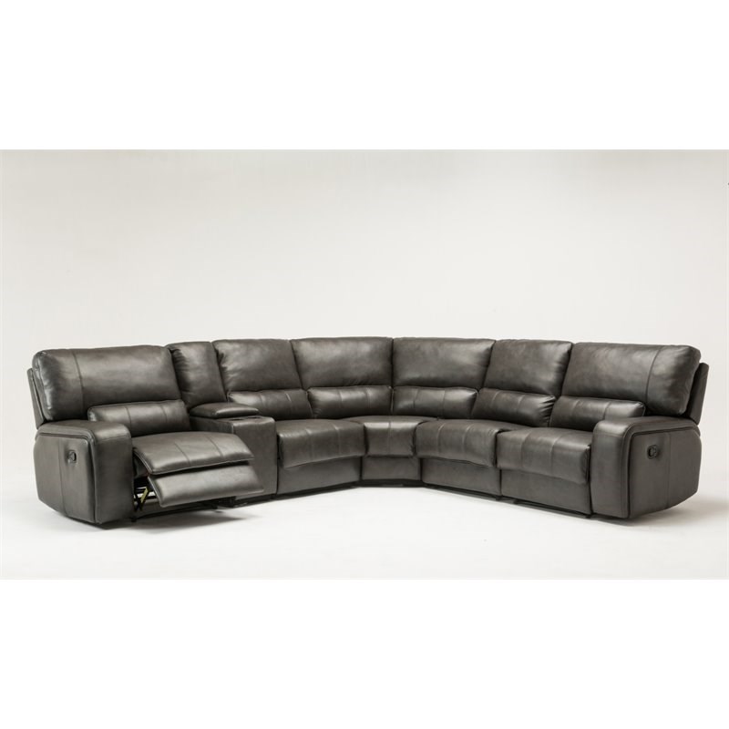 Titan Furnishings Modern Faux Leather Upholstered Sectional in Gray