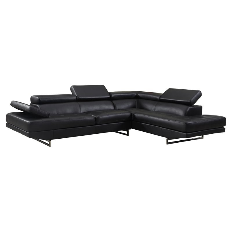 Titan Furnishings Faux Leather Sectional with Left Arm Facing in Black