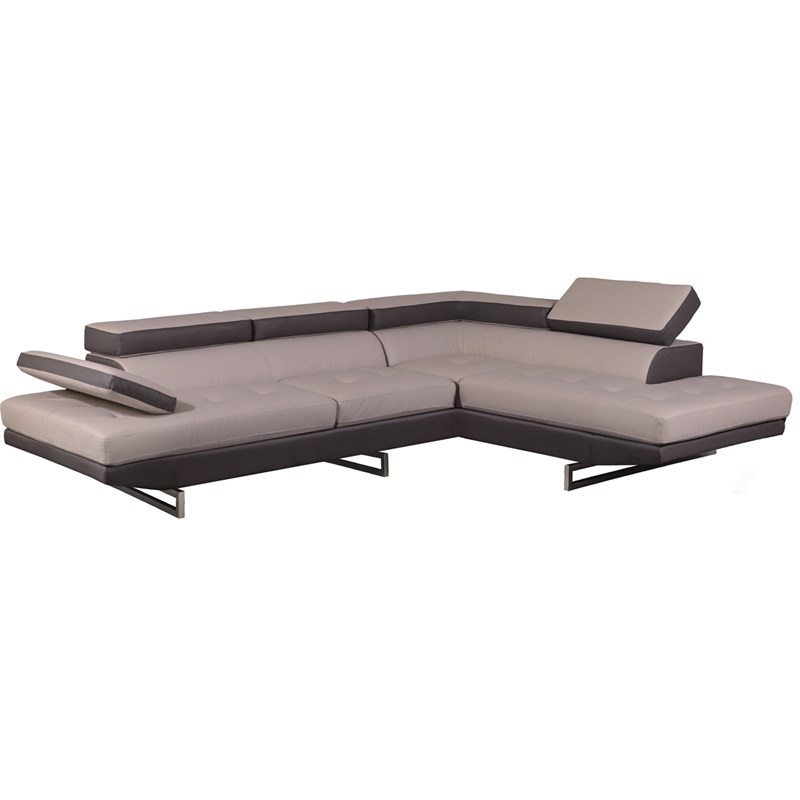 Titan Furnishings Faux Leather Sectional with Right Arm Facing in L Gray/D Gray