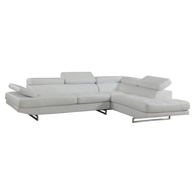 Titan Furnishings Faux Leather Sectional with Left Arm Facing in White