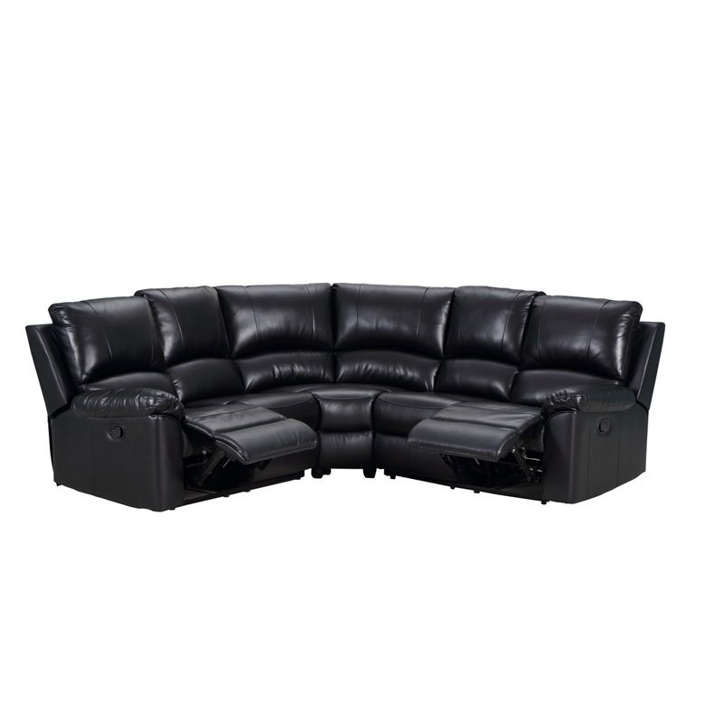 Titan Furnishings Transitional Faux Leather Sectional in Black