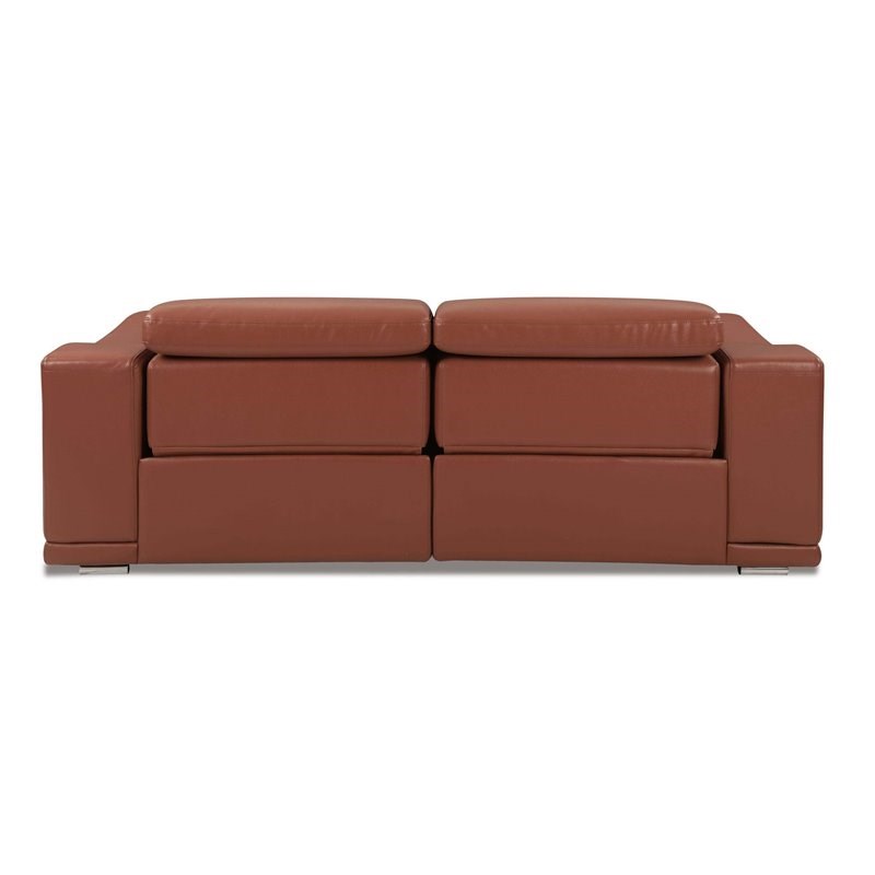 Titan Furnishings Genuine Leather Power Reclining Sofa Set in Camel Brown