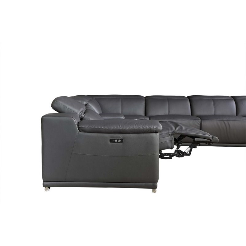 Titan Furnishings 8-Piece 2-Console 3-Power Reclining Leather Sectional in Gray