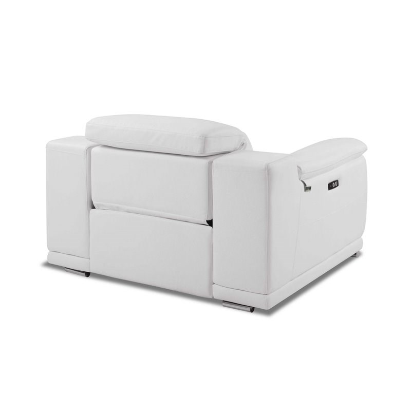 Titan Furnishings Genuine Leather Power Reclining Sofa Set in White