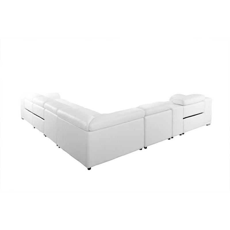 Titan Furnishings 7-Piece 1 Console 3-Power Reclining Leather Sectional in White