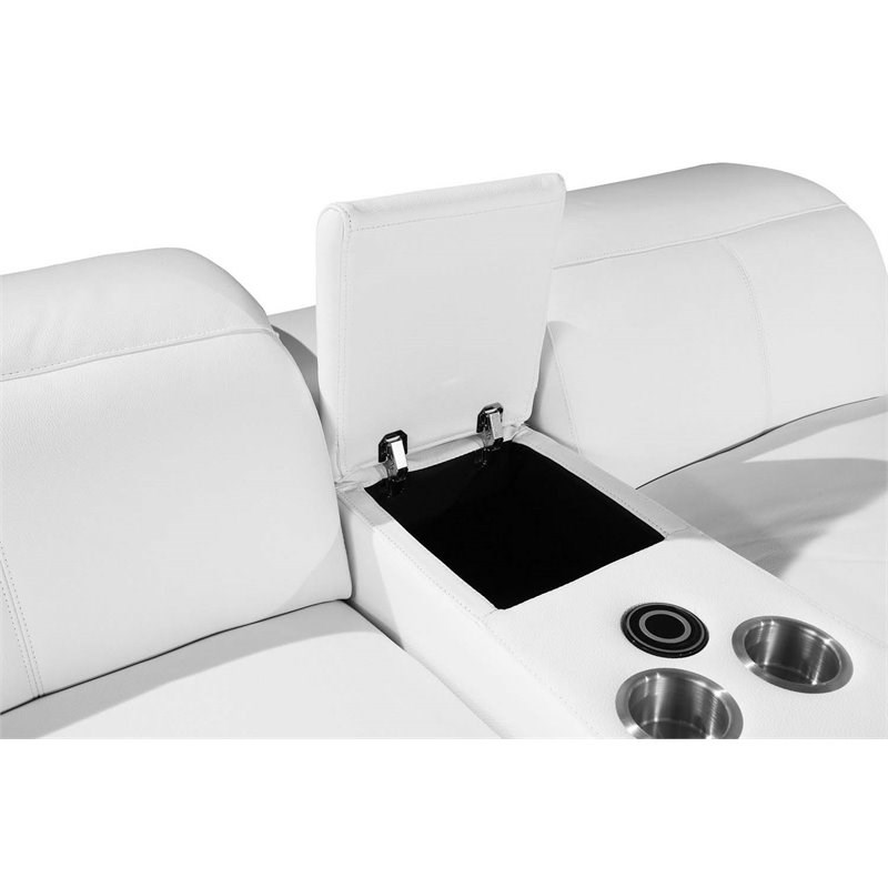 Titan Furnishings 7-Piece 1 Console 3-Power Reclining Leather Sectional in White