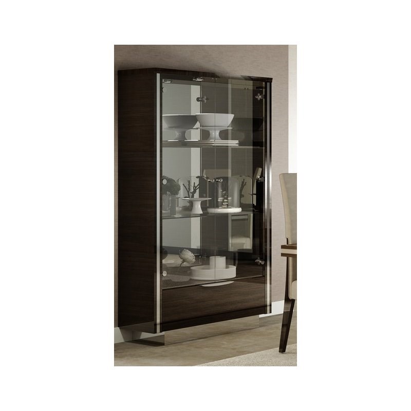 Titan Furnishings Modern Lacquer Wood Vetrine Curio Cabinet in Black Wenge