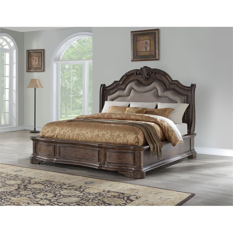 Avalon Furniture Tulsa Poplar Solids Wood King Bed in Light Sandstone Brown