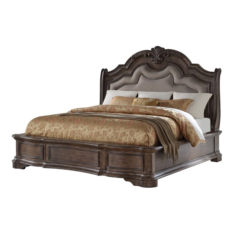 Avalon Furniture Tulsa Poplar Solids Wood King Bed in Light Sandstone Brown