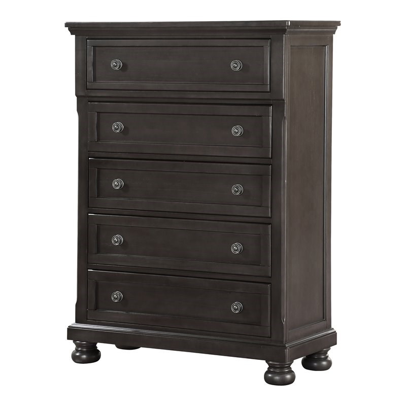 Avalon Furniture Soriah Traditional Rubber Wood & Mindy Veneer Chest in Gray