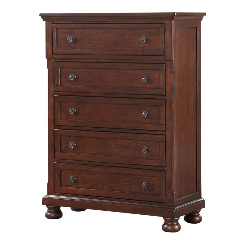 Avalon Furniture Sophia Traditional Rubber Wood & Pine Solids Chest in Cherry