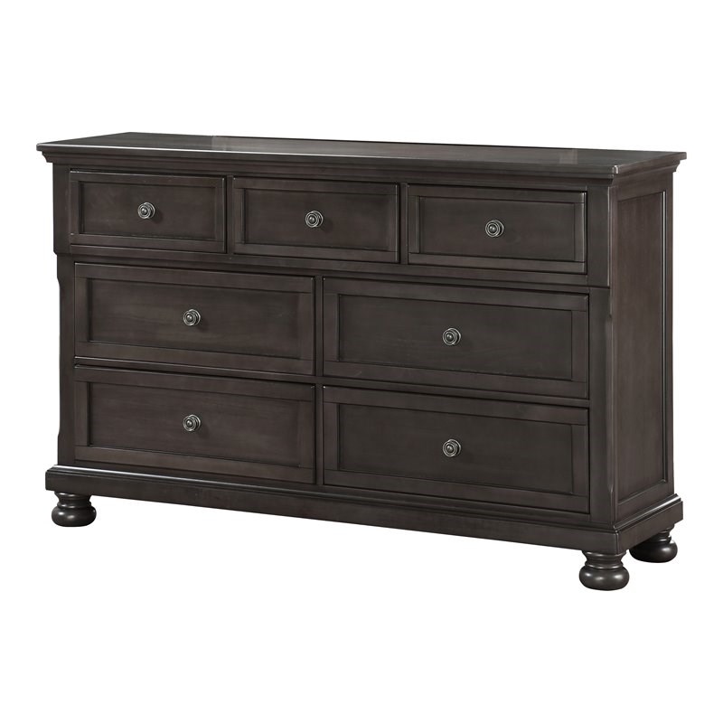 Avalon Furniture Soriah Traditional Rubber Wood & Mindy Veneer Dresser in Gray