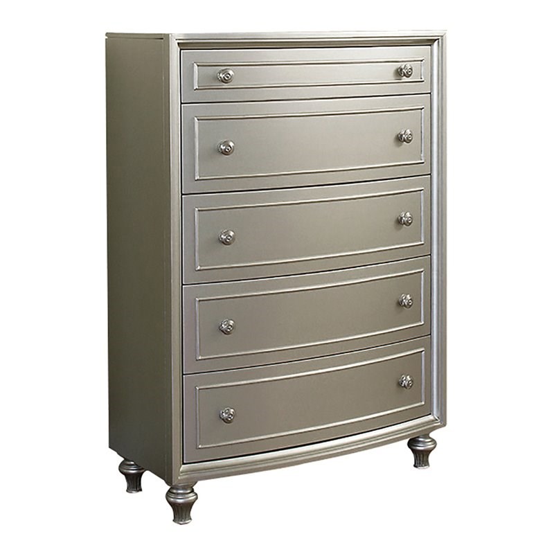 Avalon Furniture Regency Park Poplar Solids Wood Chest in Pearlized Silver