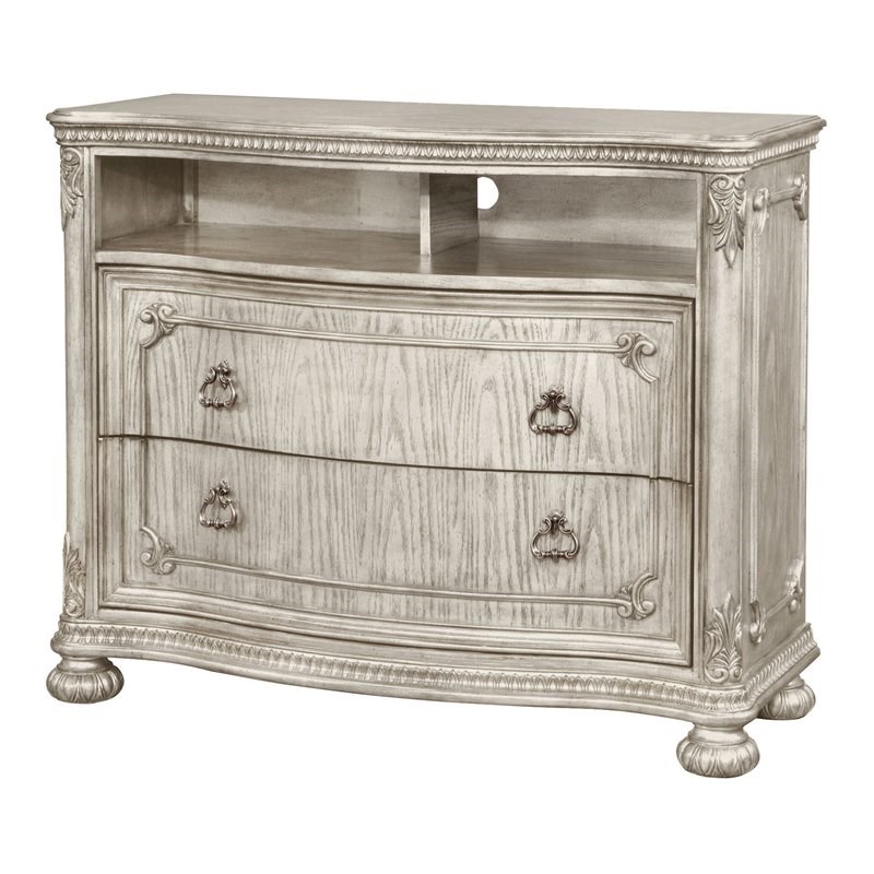 Avalon Furniture Andalusia Rubber Wood Media in Translucent Pearlized White