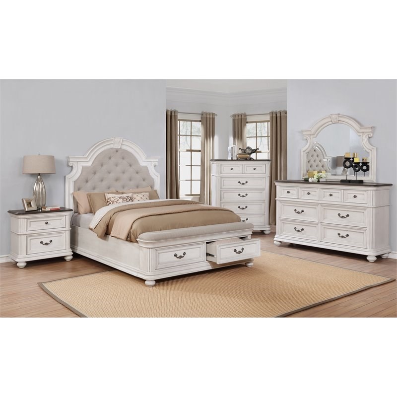 Avalon Furniture West Chester Pine Solids Wood Chest in Weathered Oak/White