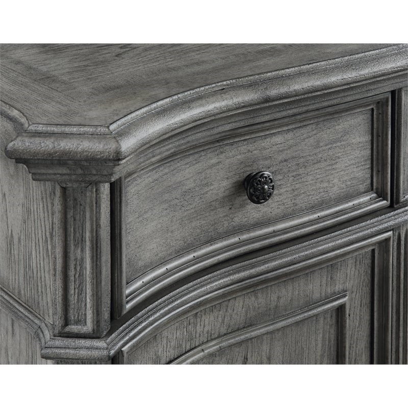 Avalon Furniture Lake Way Solid Rubber Wood Server in Sandblasted Gray