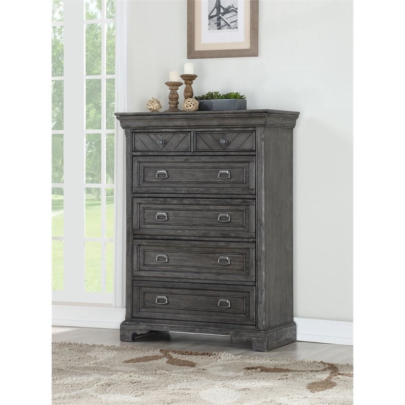 Avalon Furniture Timber Crossing Solid Acacia Wood Chest in Brushed Gray