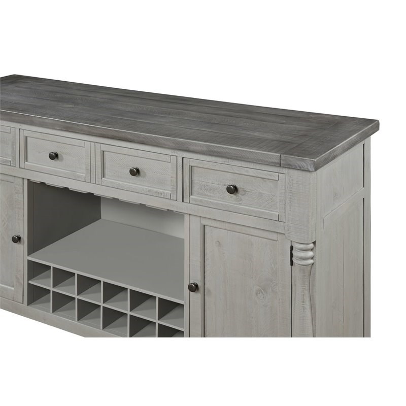Avalon Furniture Lorraine Traditional Pine Solids Wood Server in Distressed Gray