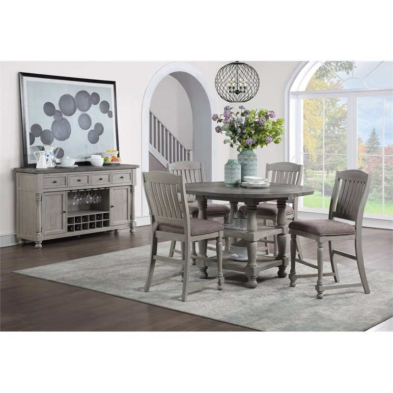 Avalon Furniture Lorraine Traditional Pine Solids Wood Server in Distressed Gray