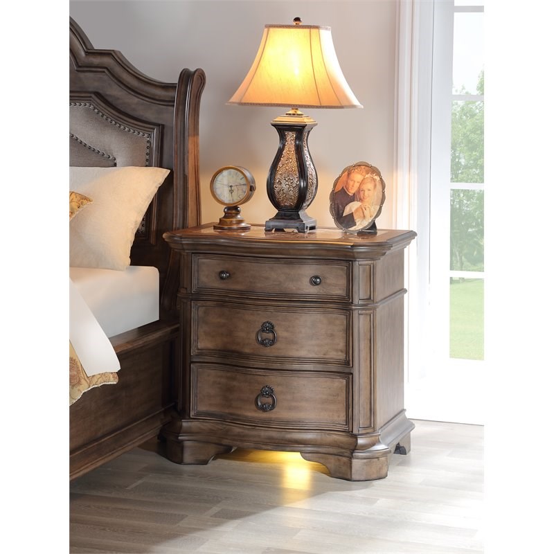 Avalon Furniture Tulsa Poplar Solids Wood Nightstand in Light Sandstone Brown