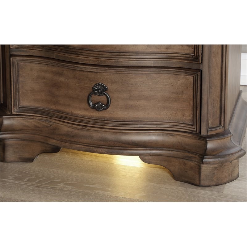 Avalon Furniture Tulsa Poplar Solids Wood Nightstand in Light Sandstone Brown