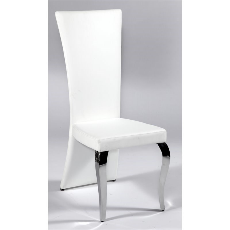 Milan Tess High-Back Faux Leather Side Chair in White (Set of 2)