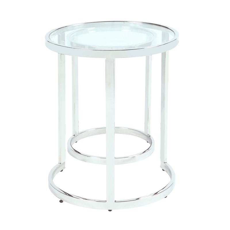 Milan Contemporary Steel and Glass 2-In-1 Nesting Lamp Table Set in Clear