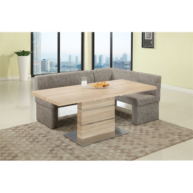 Milan Laniyah Wood and Fabric Dining Set with Nook in Light Oak