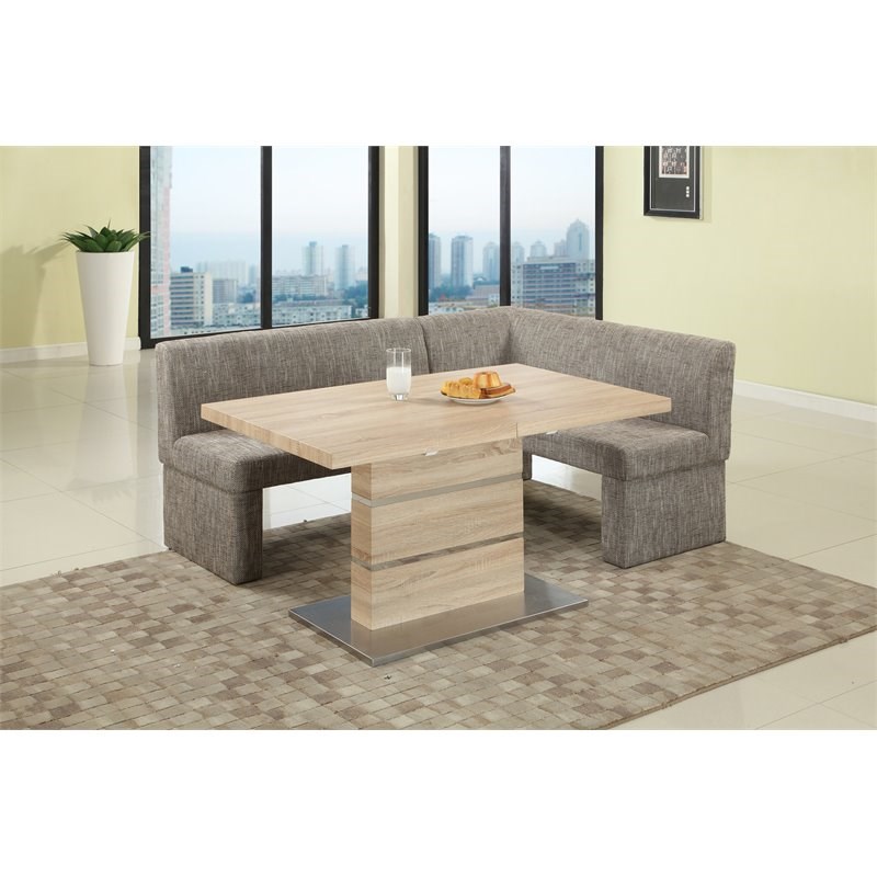 Milan Laniyah Wood and Fabric Dining Set with Nook in Light Oak