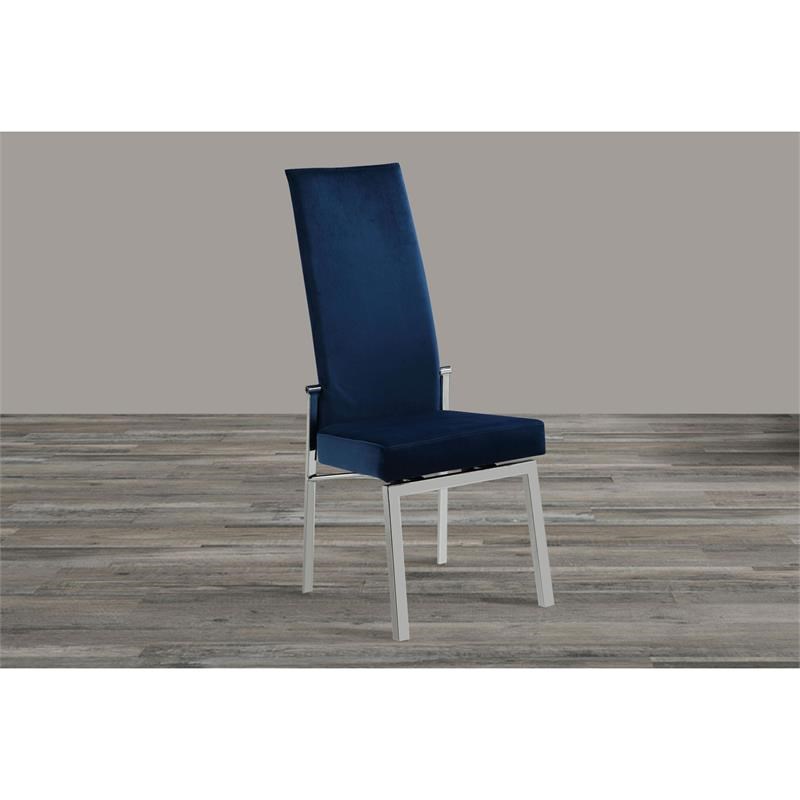 Milan Anastasia Blue Fabric Motion Back Side Chair with Chrome Frame (Set of 2)