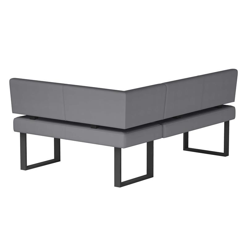 Milan Lillian Gloss Gray/Matte Black Wood Dining Set with Gray Nook and Bench