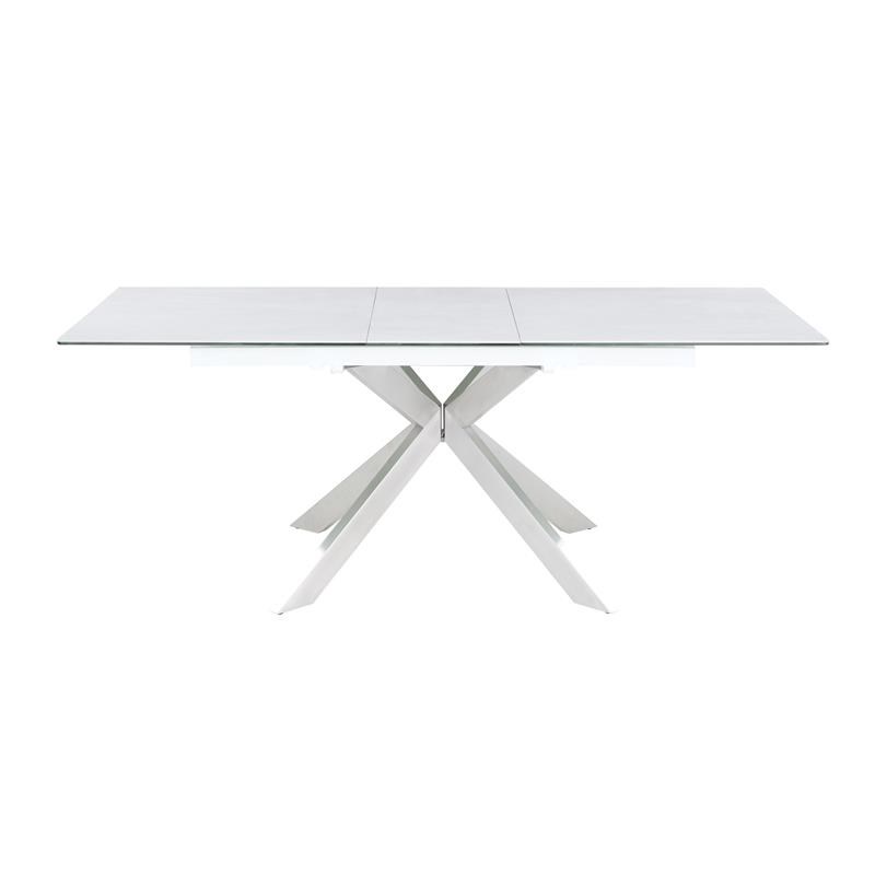 Milan Alana Dining Set w/ Extendable Ceramic Top Table & 4 Gray Motion