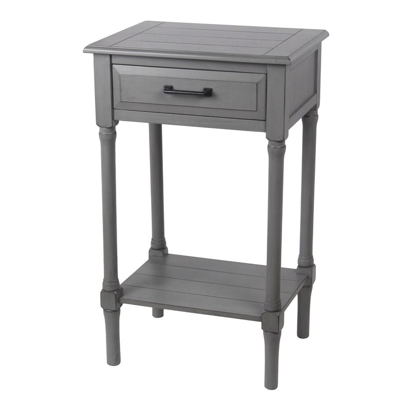 Privilege 1 Drawer Transitional Wood Accent End Table in Vendee Gray