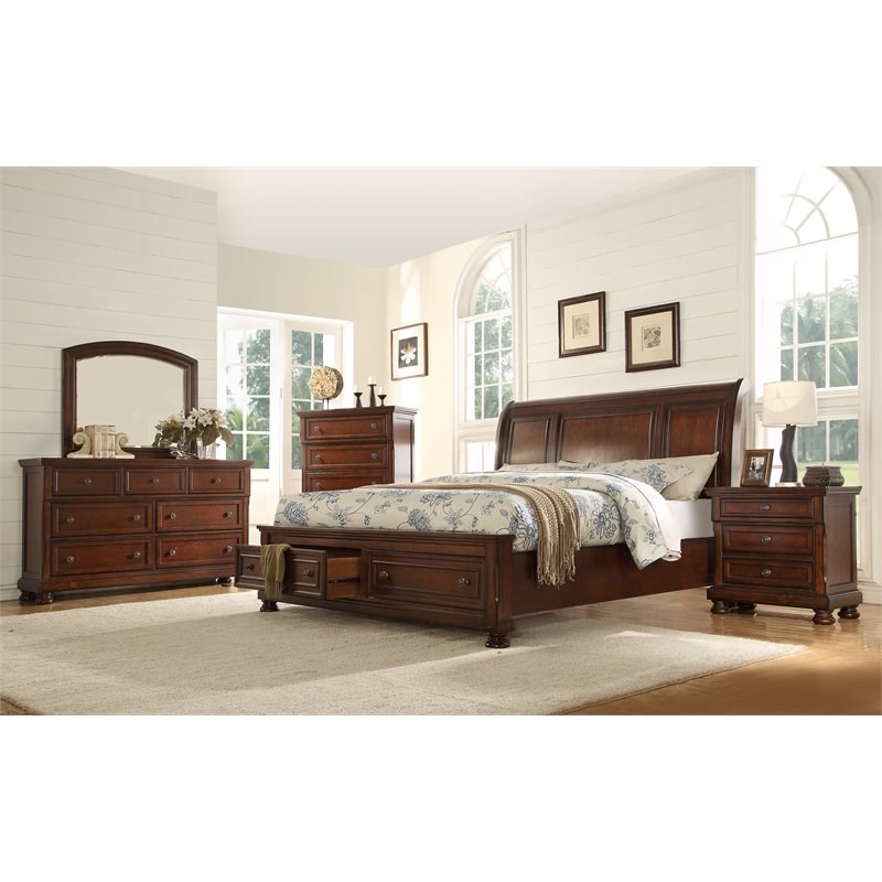 Titanic Furniture Major Solid Wood 5-Drawer Chest with Recessed Panels in Brown